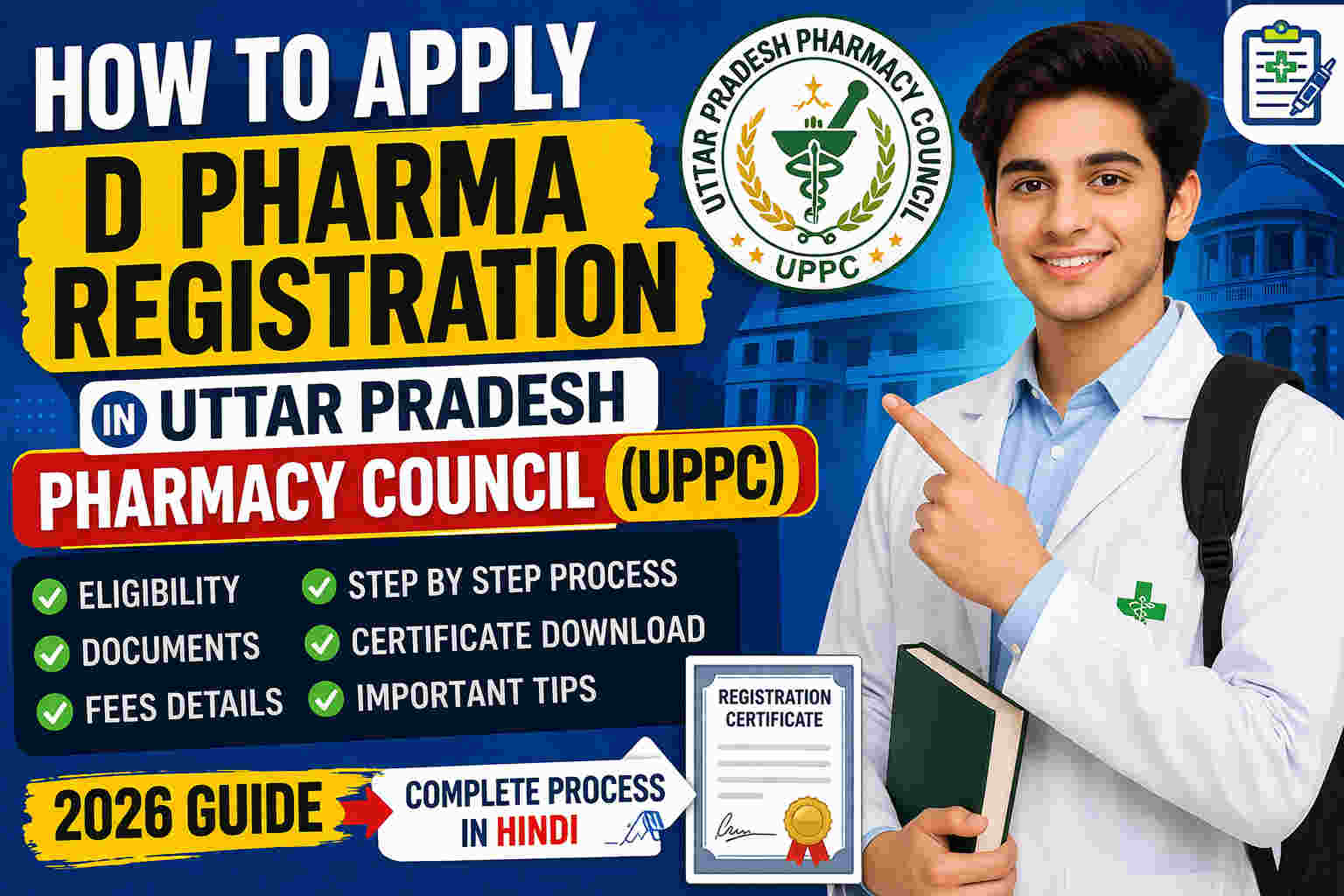 D Pharma Registration 2026 UP Pharmacy Council (UPPC) – Appl