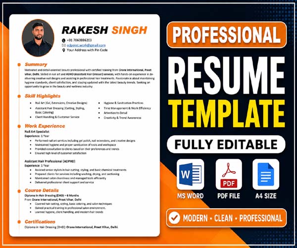 How to Make International Resume for Assistant Hair Dresser